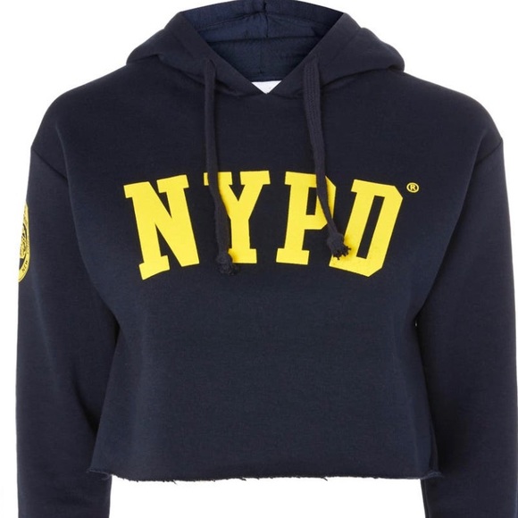 Top shop by Tee and Cake NYPD Crop Hoodie - Picture 3 of 11
